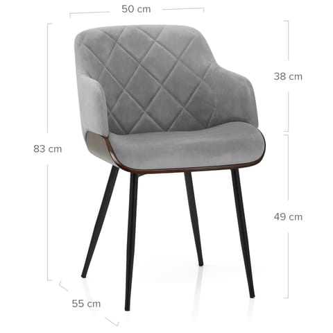 Dakota Dining Chair Grey Velvet