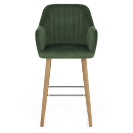 Rio Wooden Stool Green Velvet