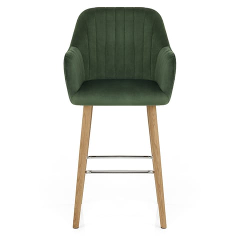 Rio Wooden Stool Green Velvet