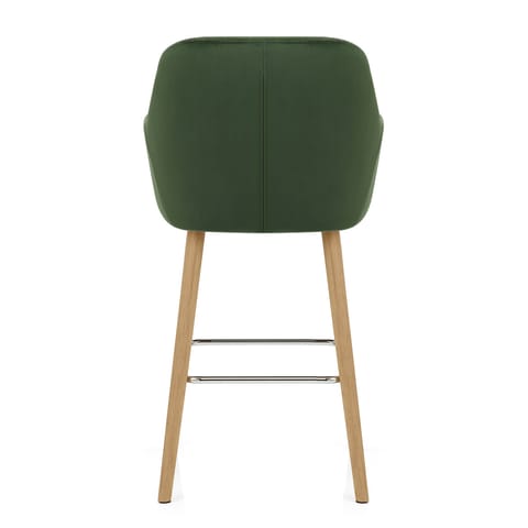 Rio Wooden Stool Green Velvet