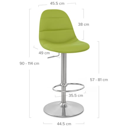 Ferrero Brushed Steel Bar Stool Green Dimensions