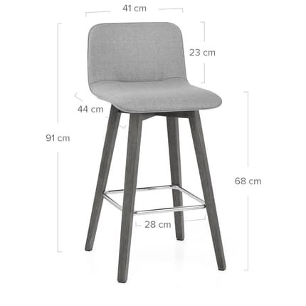 Tide Grey Wood Stool Grey Fabric Dimensions