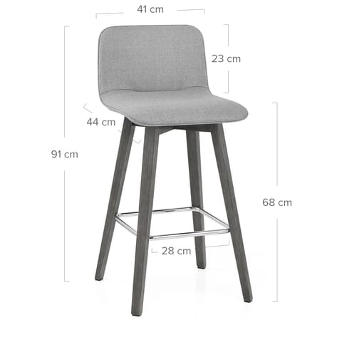 Tide Grey Wood Stool Grey Fabric