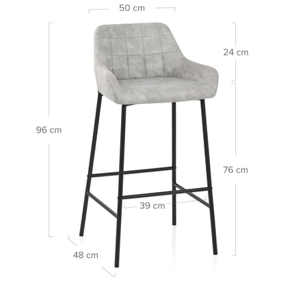 Falcon Bar Stool Antique Light Grey Dimensions