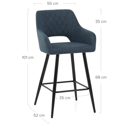 Lopez Bar Stool Blue Fabric Dimensions