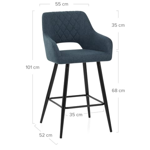 Lopez Bar Stool Blue Fabric