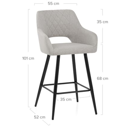 Lopez Bar Stool Grey Fabric Dimensions