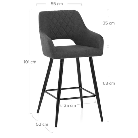 Lopez Bar Stool Charcoal Fabric