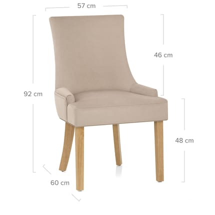 Richmond Oak Dining Chair Beige Fabric Dimensions