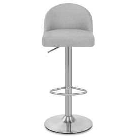 Mimi Brushed Steel Stool Grey Fabric