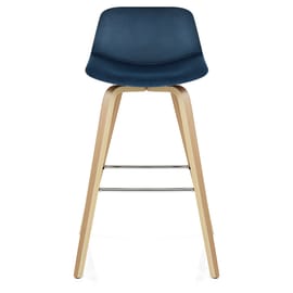Reef Wooden Stool Blue Velvet