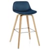 Reef Wooden Stool Blue Velvet