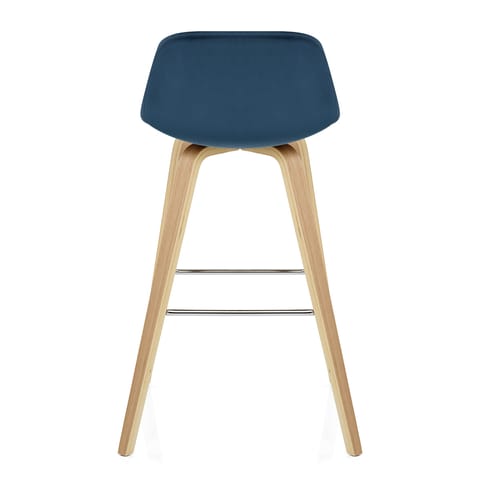 Reef Wooden Stool Blue Velvet