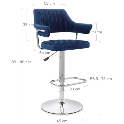 Skyline Bar Chair Blue Velvet