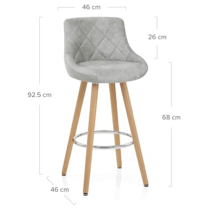 Fuse Wooden Stool Light Grey Dimensions