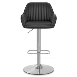 Tokyo Real Leather Brushed Stool Black
