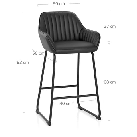 Kanto Real Leather Bar Stool Black