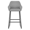 Kanto Real Leather Bar Stool Grey