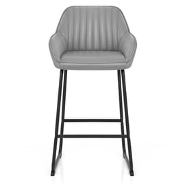 Kanto Real Leather Bar Stool Grey