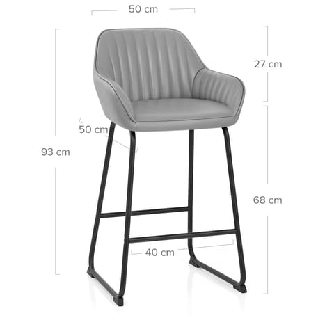 Kanto Real Leather Bar Stool Grey