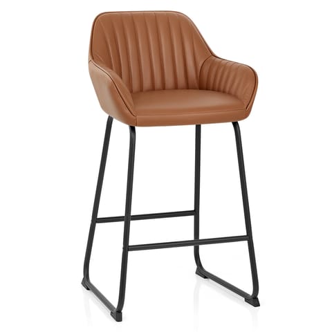 Kanto Real Leather Bar Stool Brown
