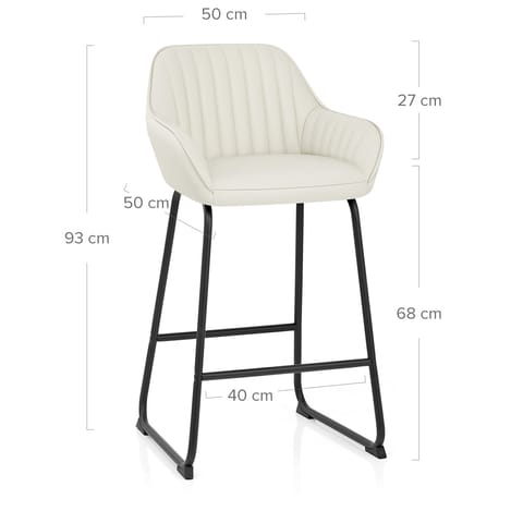 Kanto Real Leather Bar Stool Cream