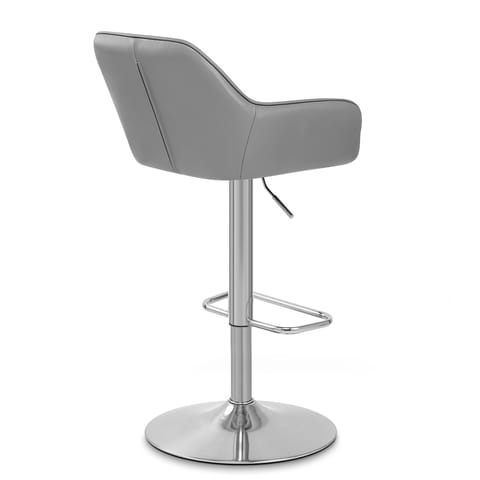 Tokyo Real Leather Brushed Stool Grey
