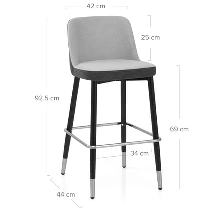 Hudson Stool Charcoal & Grey Fabric Dimensions