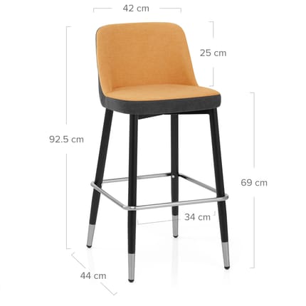 Hudson Stool Charcoal & Orange Fabric Dimensions