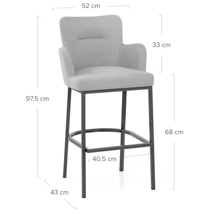 Porter Bar Stool Grey Fabric Dimensions