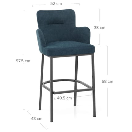 Porter Bar Stool Blue Fabric Dimensions