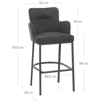 Porter Bar Stool Charcoal Fabric Dimensions