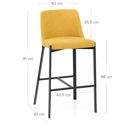 Aspen Bar Stool Yellow Fabric Dimensions