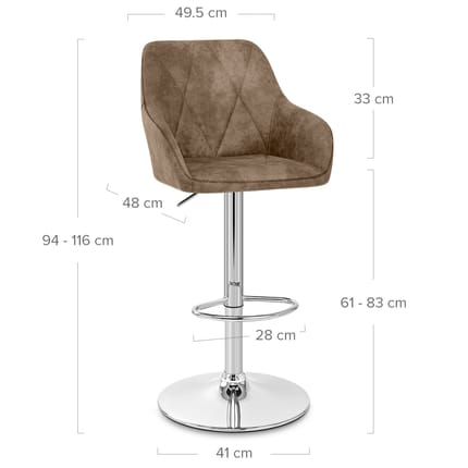 Modena Bar Stool Antique Brown Dimensions