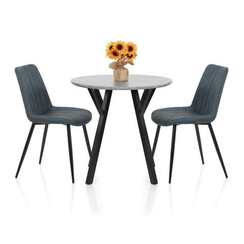 Wessex Dining Set Concrete & Blue