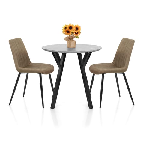 Wessex Dining Set Concrete & Brown