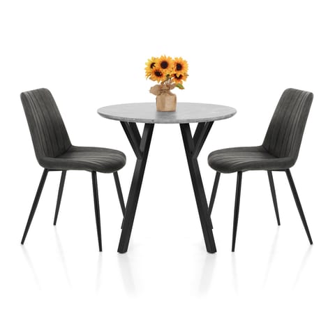 Wessex Dining Set Concrete & Charcoal