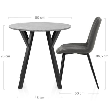 Wessex Dining Set Concrete & Charcoal Dimensions