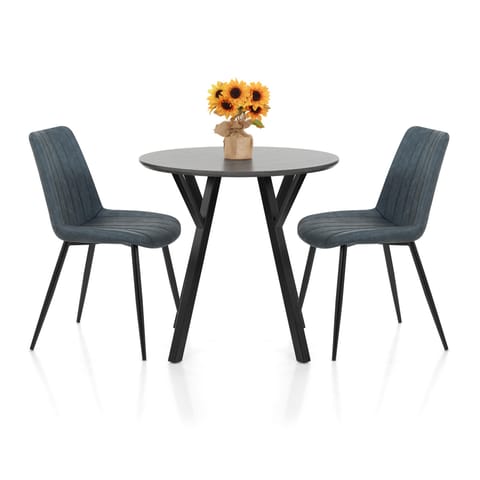 Wessex Dining Set Grey Wood & Blue