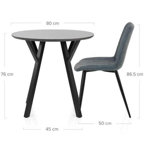 Wessex Dining Set Grey Wood & Blue