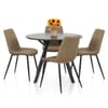 Sussex Dining Set Grey Wood & Brown