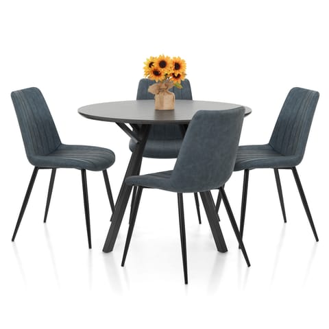 Sussex Dining Set Grey Wood & Blue