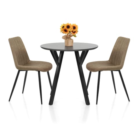 Wessex Dining Set Grey Wood & Brown