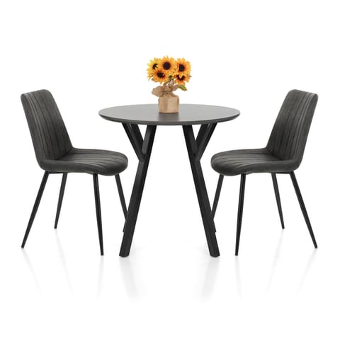 Wessex Dining Set Grey Wood & Charcoal