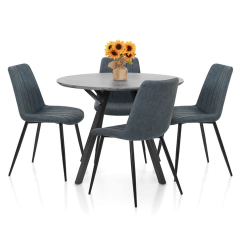 Sussex Dining Set Concrete & Blue