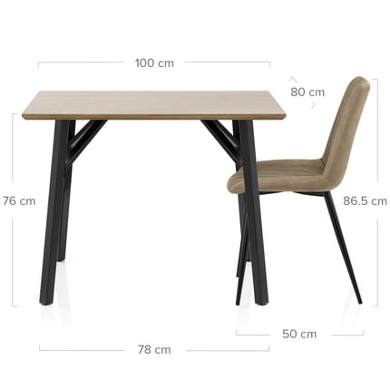 Warwick Dining Set Oak & Brown Dimensions