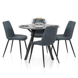 Sussex Dining Set Concrete & Blue