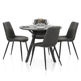 Sussex Dining Set Grey Wood & Charcoal