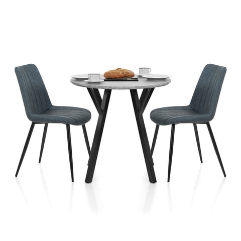 Wessex Dining Set Concrete & Blue