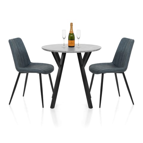 Wessex Dining Set Concrete & Blue